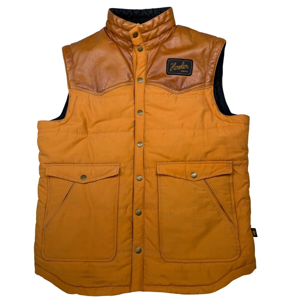 Howler Brothers Merlin Vest Mustard Leather Yoke Western Ranch Workwear M